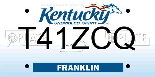 T41ZCQ Kentucky License Plate