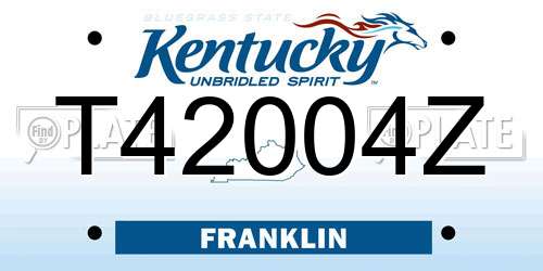 T42004Z Kentucky License Plate