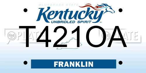 T421OA Kentucky License Plate