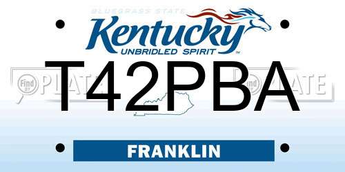 T42PBA Kentucky License Plate