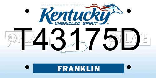 T43175D Kentucky License Plate