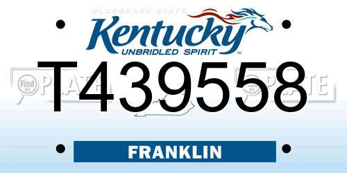 T439558 Kentucky License Plate