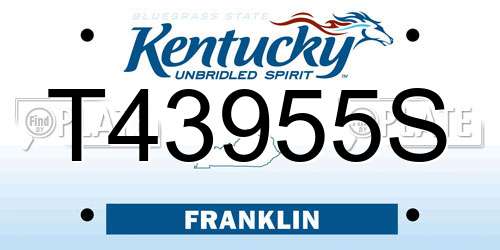 T43955S Kentucky License Plate