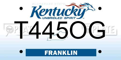 T445OG Kentucky License Plate
