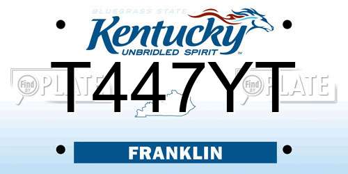 T447YT Kentucky License Plate