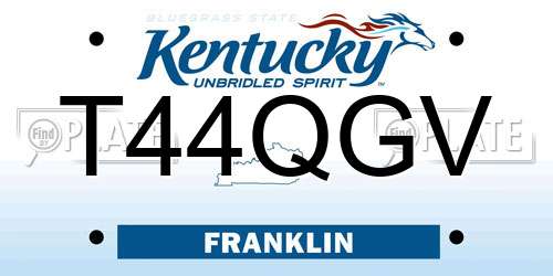 T44QGV Kentucky License Plate