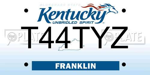 T44TYZ Kentucky License Plate