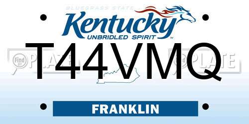 T44VMQ Kentucky License Plate