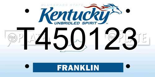 T450123 Kentucky License Plate