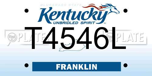 T4546L Kentucky License Plate