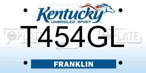 T454GL Kentucky License Plate