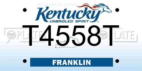 T4558T Kentucky License Plate