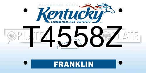 T4558Z Kentucky License Plate