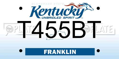 T455BT Kentucky License Plate