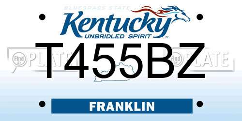 T455BZ Kentucky License Plate