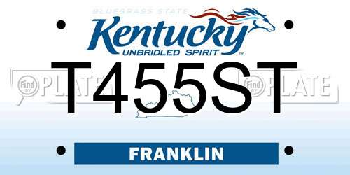 T455ST Kentucky License Plate