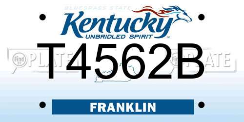 T4562B Kentucky License Plate