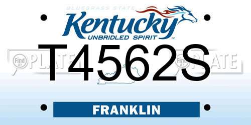T4562S Kentucky License Plate