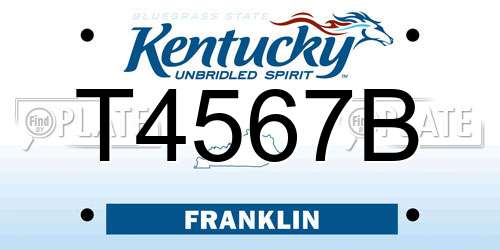 T4567B Kentucky License Plate