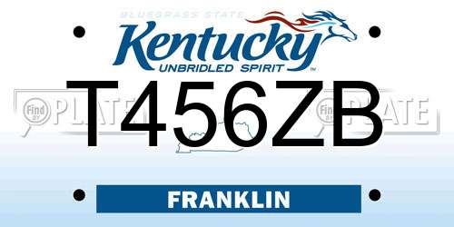 T456ZB Kentucky License Plate