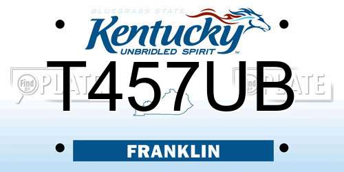 T457UB Kentucky License Plate