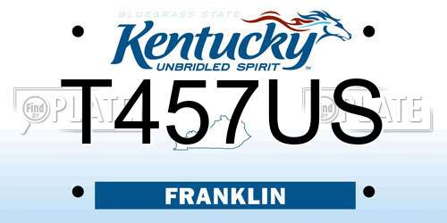 T457US Kentucky License Plate