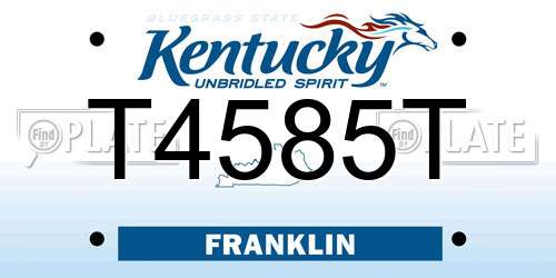 T4585T Kentucky License Plate