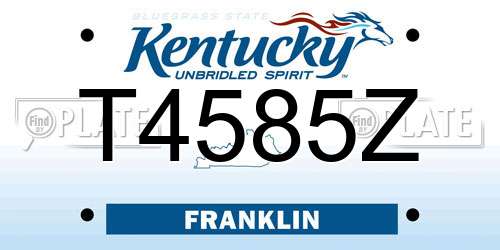 T4585Z Kentucky License Plate