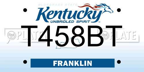 T458BT Kentucky License Plate
