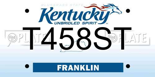 T458ST Kentucky License Plate