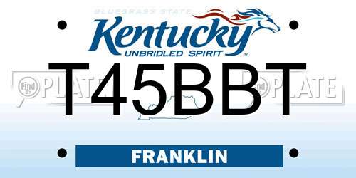 T45BBT Kentucky License Plate