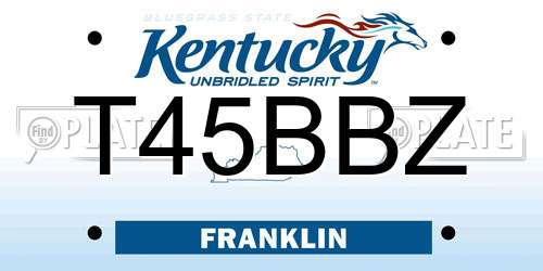 T45BBZ Kentucky License Plate