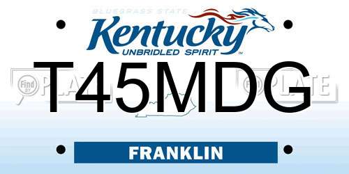 T45MDG Kentucky License Plate