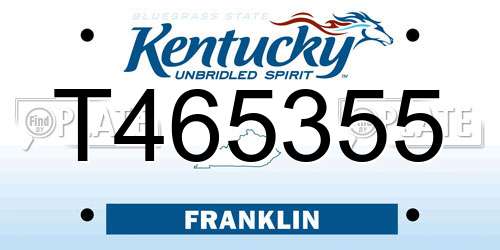 T465355 Kentucky License Plate