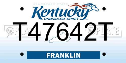 T47642T Kentucky License Plate