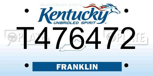 T476472 Kentucky License Plate