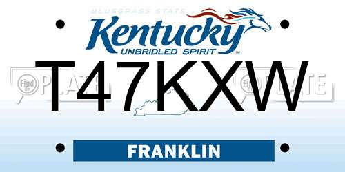 T47KXW Kentucky License Plate