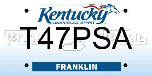 T47PSA Kentucky License Plate