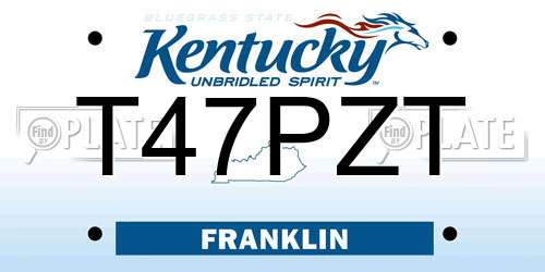 T47PZT Kentucky License Plate