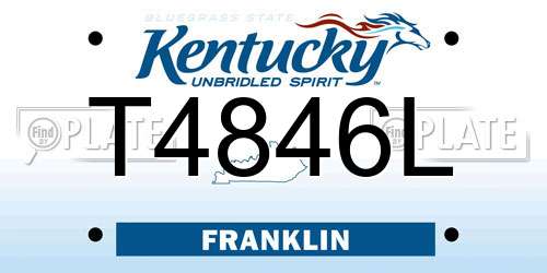 T4846L Kentucky License Plate