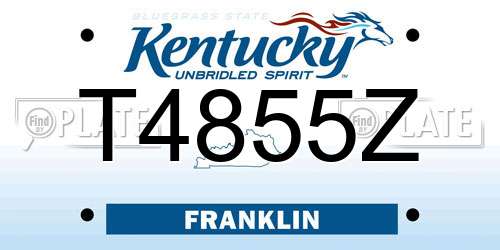 T4855Z Kentucky License Plate