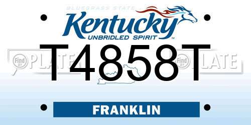 T4858T Kentucky License Plate