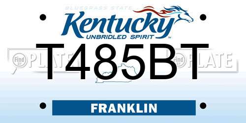 T485BT Kentucky License Plate
