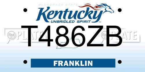 T486ZB Kentucky License Plate