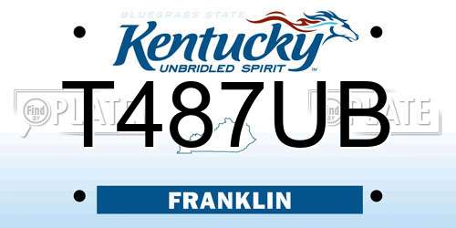 T487UB Kentucky License Plate