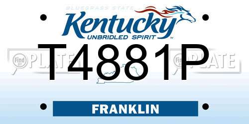 T4881P Kentucky License Plate
