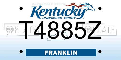T4885Z Kentucky License Plate