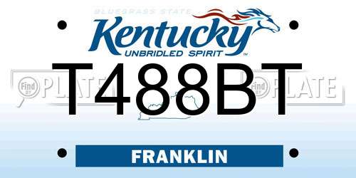 T488BT Kentucky License Plate