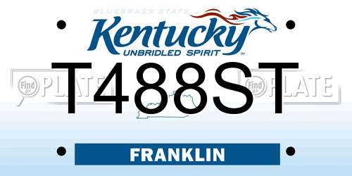 T488ST Kentucky License Plate