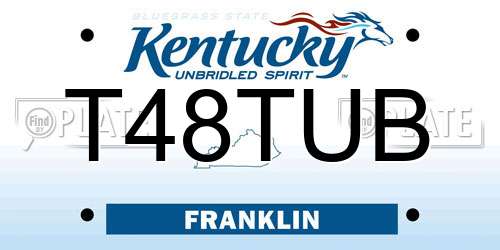 T48TUB Kentucky License Plate